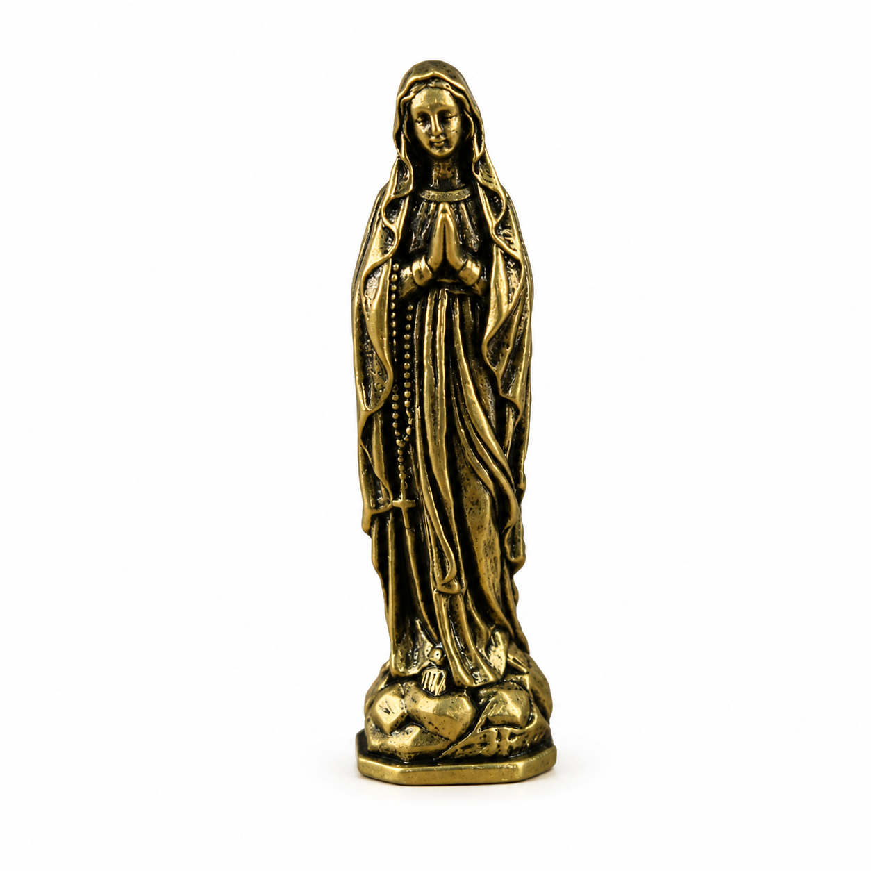Virgin Mary Small Metal Statue – Antique Bronze