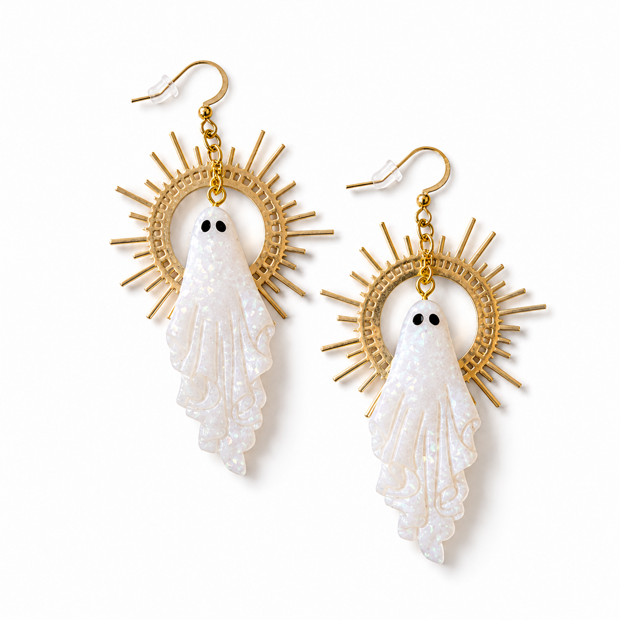 Ghost Sunburst Dangle Earrings