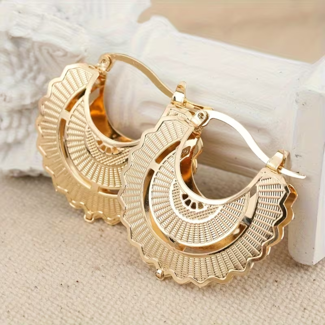 Bohemian Gold Filigree Hoop Earrings