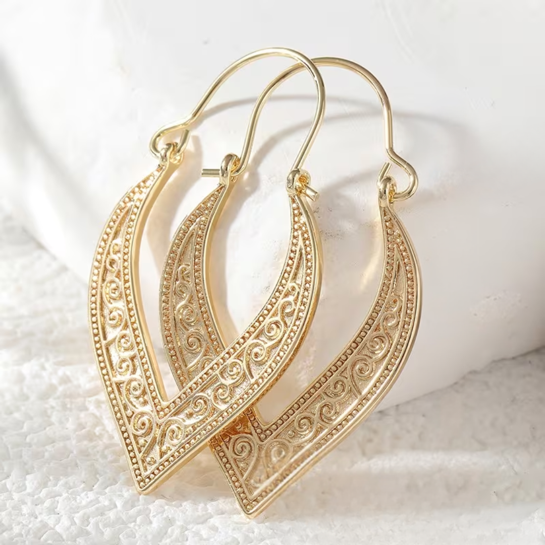 Filigree Drop Hoop Earrings
