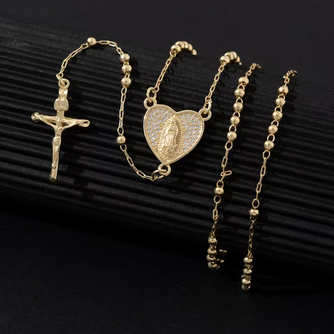 Our Lady of Guadalupe Heart Rosary Necklace