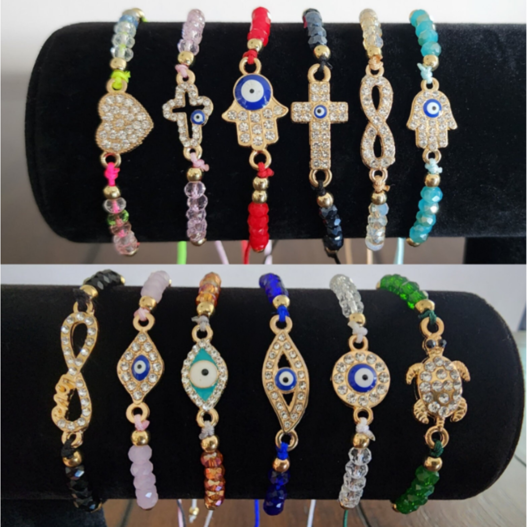 Adjustable Evil Eye Crystal Bracelet | Mal de Ojo Pulseras