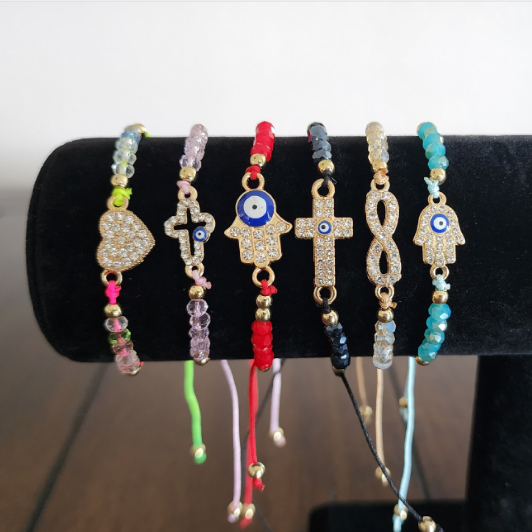 Adjustable Evil Eye Crystal Bracelet | Mal de Ojo Pulseras
