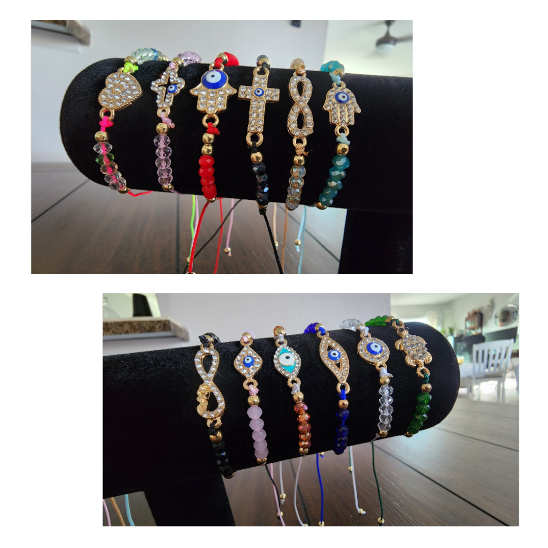 Adjustable Evil Eye Crystal Bracelet | Mal de Ojo Pulseras
