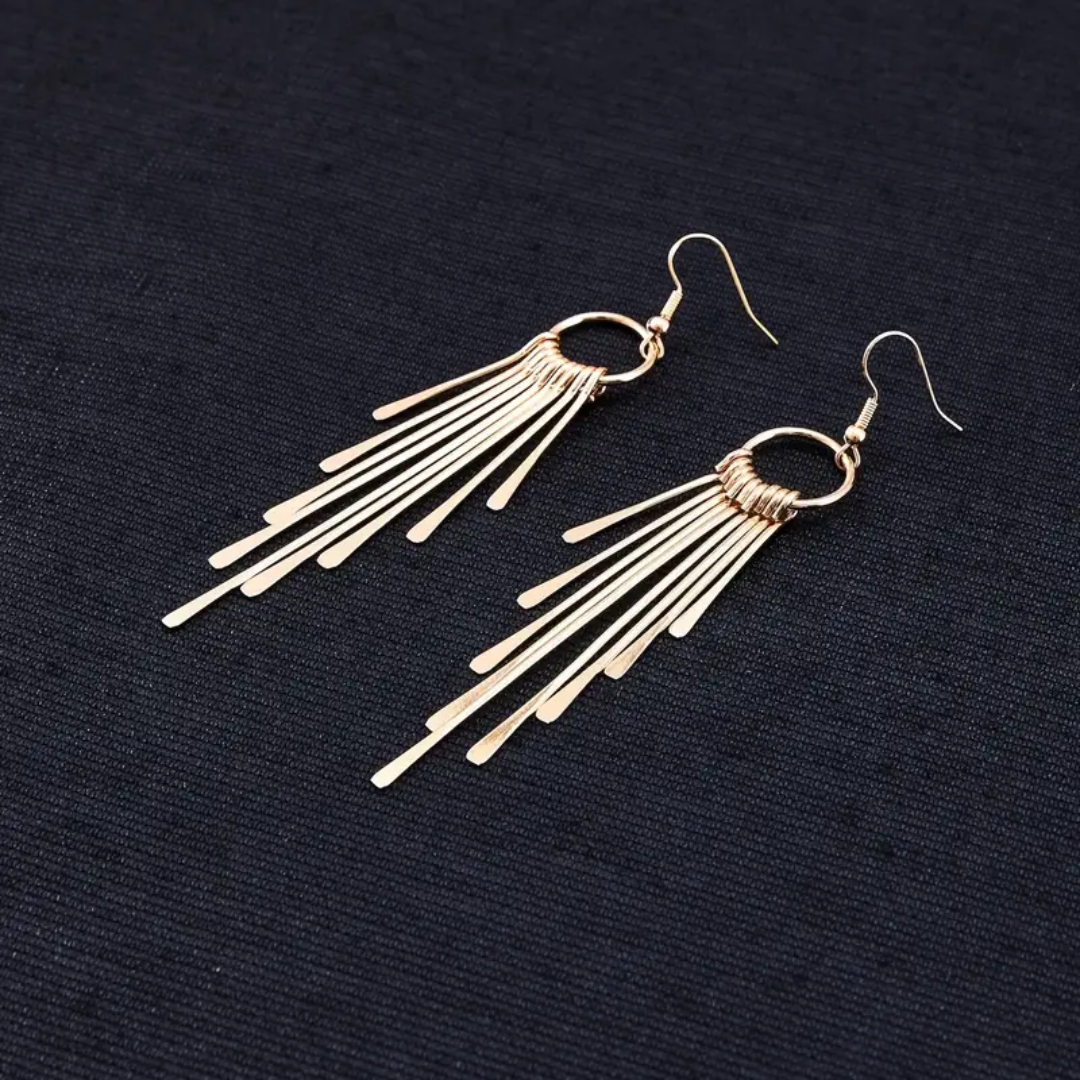 Golden Circle Tassel Dangle Earrings