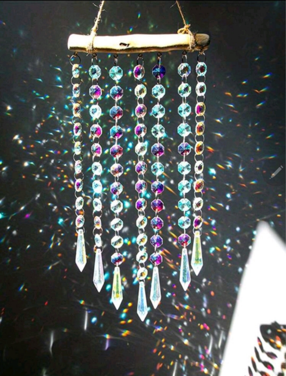 Prismatic Crystal Veil of Radiance Suncatcher Windchime