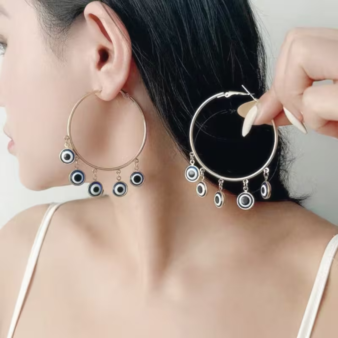 Evil Eye Hoop Earrings – Gold Statement Jewelry for Protection