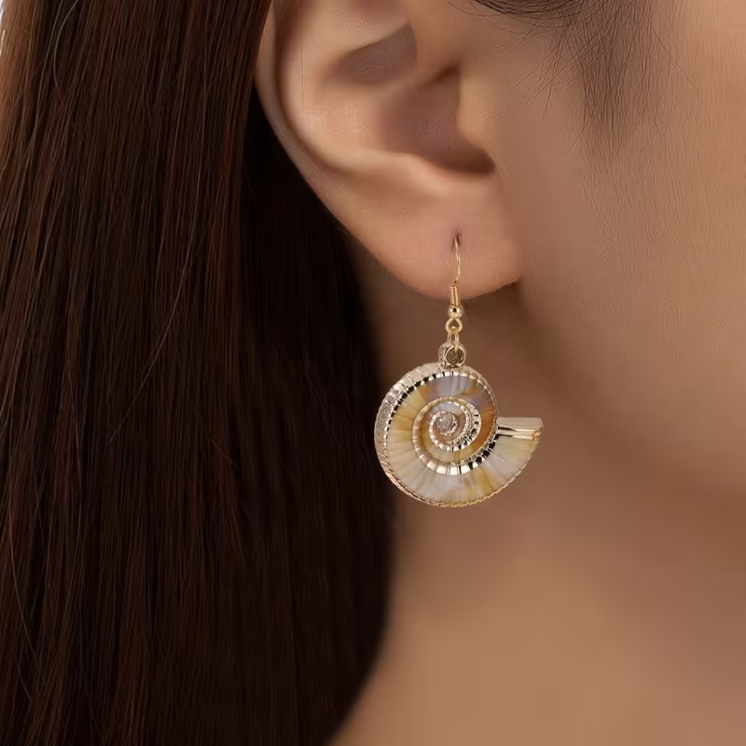 Golden Spiral Shell Earrings