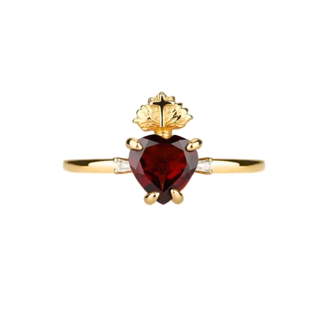 Sacred Heart of Serenity, Divine Cross Ring - Gold