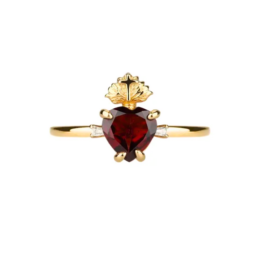 Sacred Heart of Serenity, Divine Cross Ring - Gold