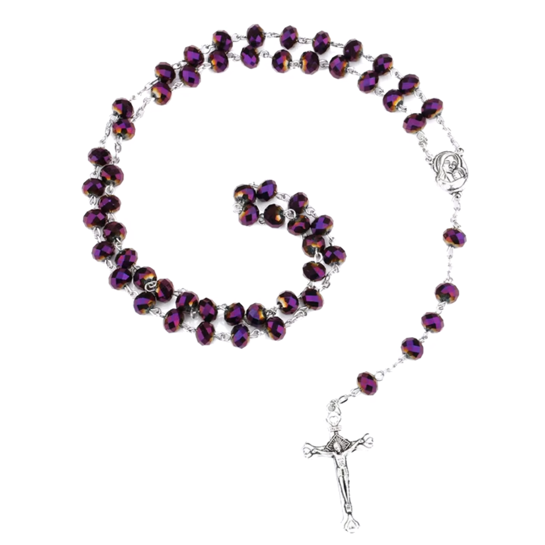 Purple Crystal Rosary with Holy Soil Relic