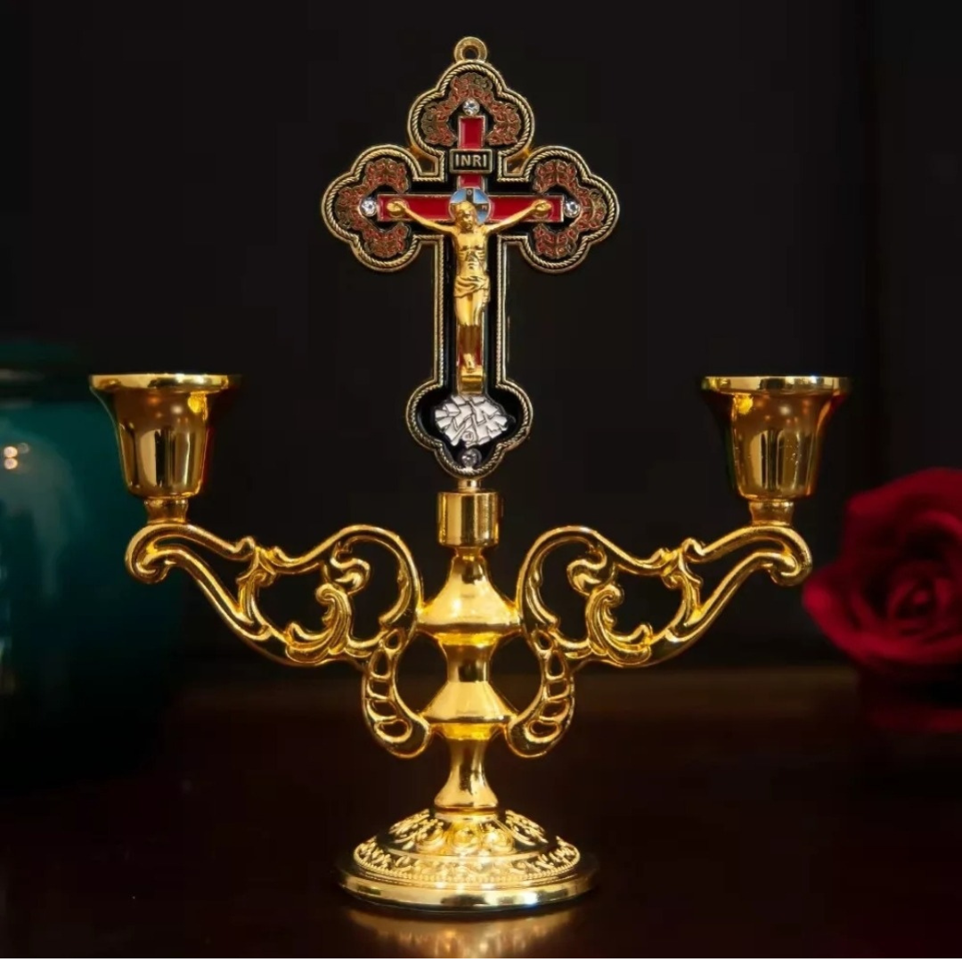 Orthodox Altar Cross, Crucifix Candelabra