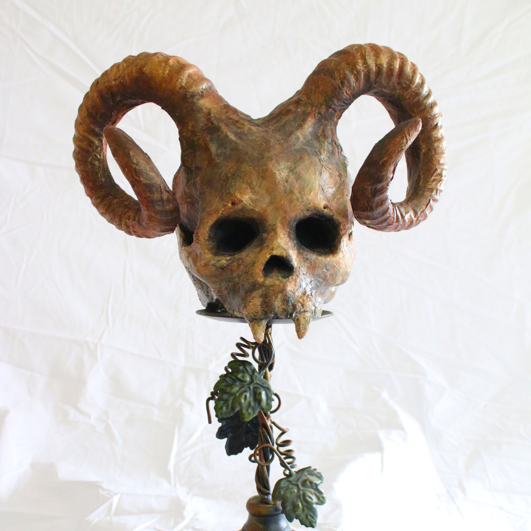 Pan, Paper Mache Skull by Ricardo Pustanio