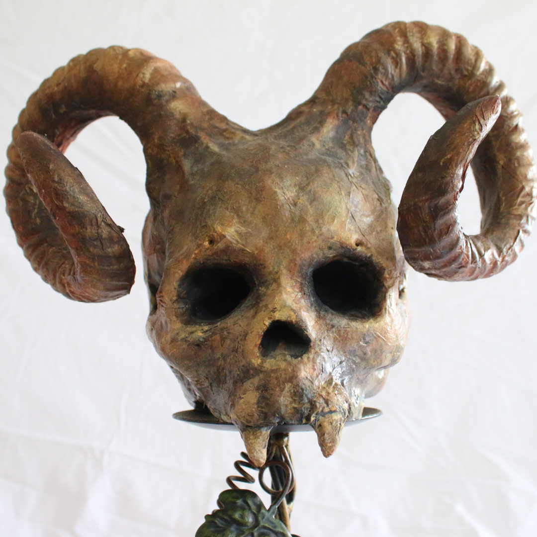 Pan, Paper Mache Skull by Ricardo Pustanio