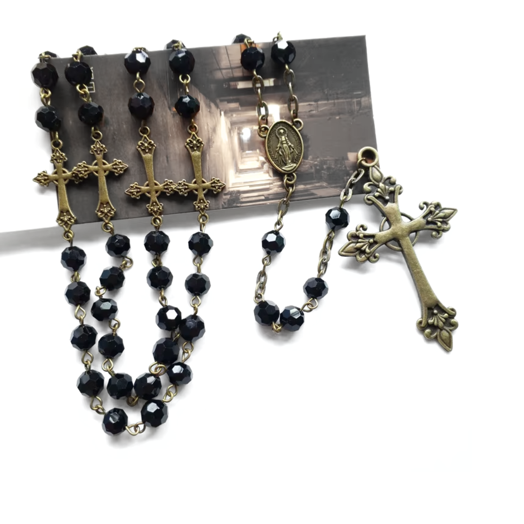 Black and Antique Gold Rosary