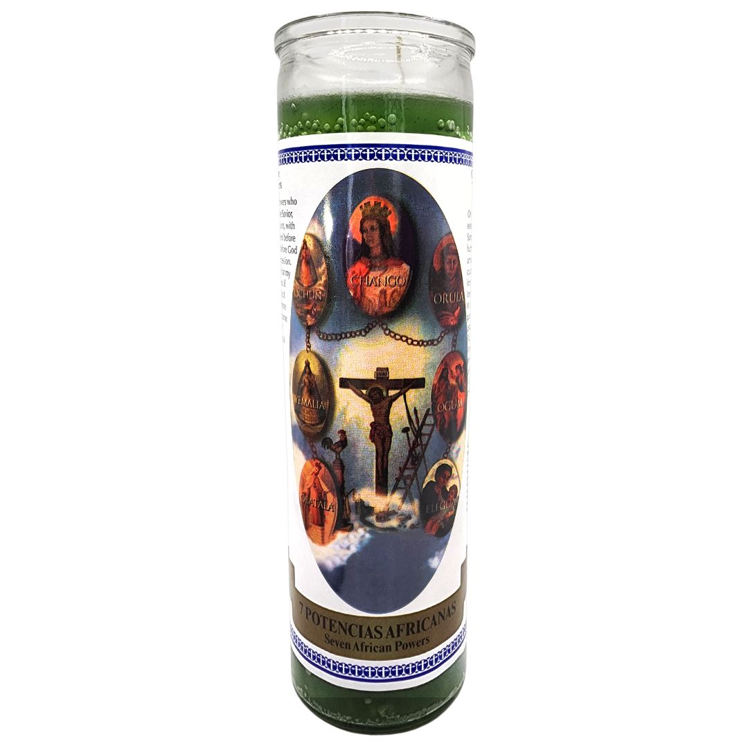 Seven African Powers (Siete Potencias Africanas) 7 Day Prayer Candle (labeled)