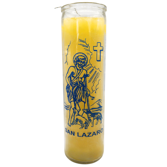 San Lazaro 7 Day Novena Candle | Saint Lazarus Prayer Candle (yellow)
