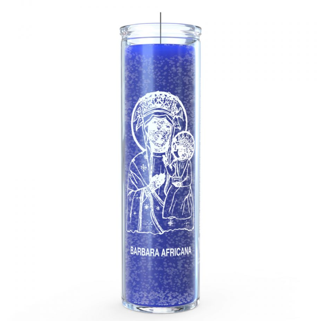 Santa Barbara Africana (Erzulie Dantor) 7 Day Candle, Blue