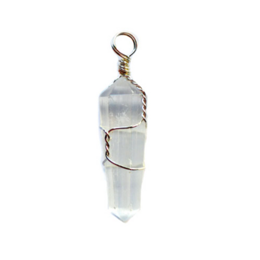 Selenite Wire Wrapped Point Necklace