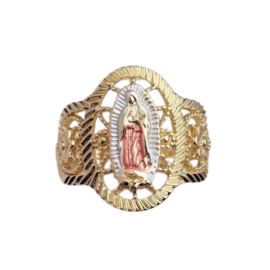 Our Lady of Guadalupe Tri-Color Gold Ring