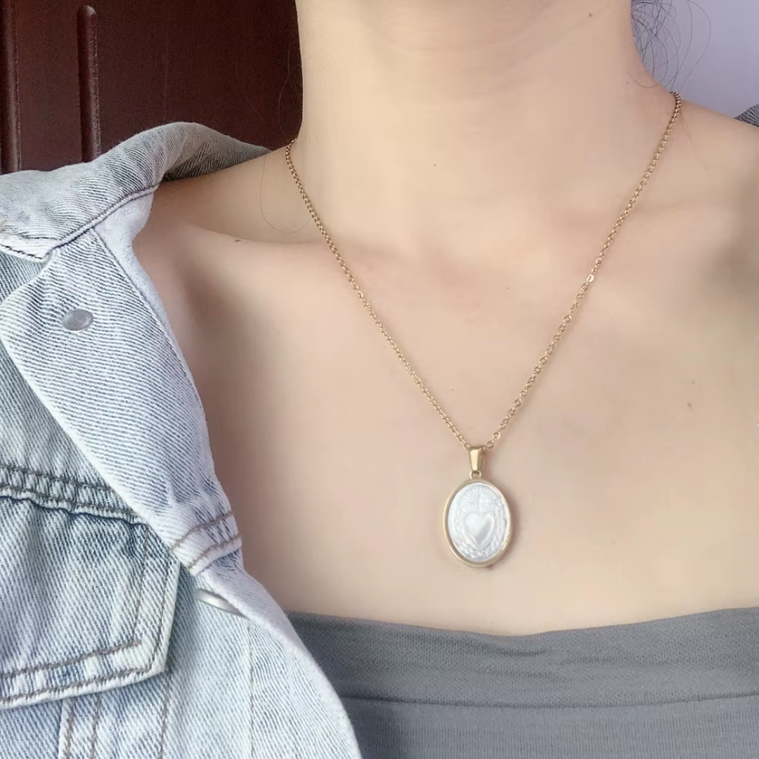 Sacred Heart Natural Shell Necklace