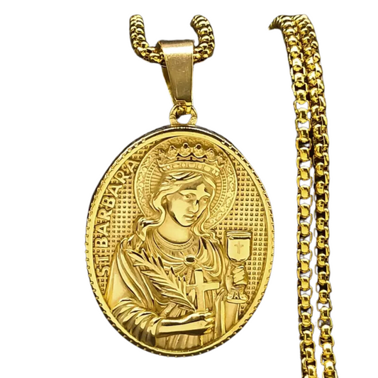 Saint Barbara (Santa Barbara) Protection Pendant - Gold