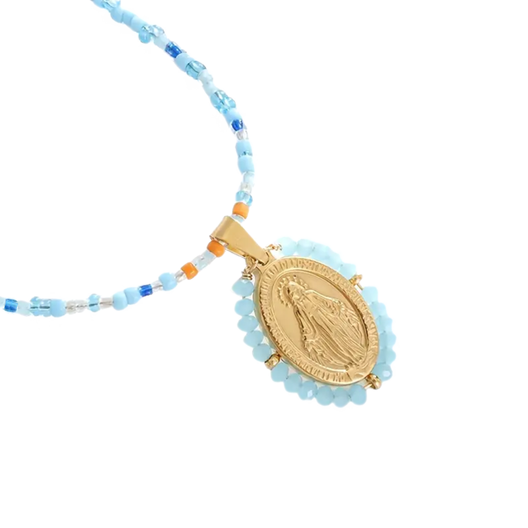 Beaded Virgin Mary Devotion Necklace
