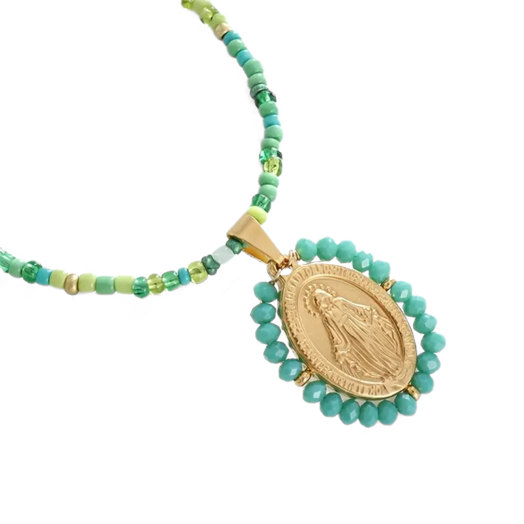 Beaded Virgin Mary Devotion Necklace