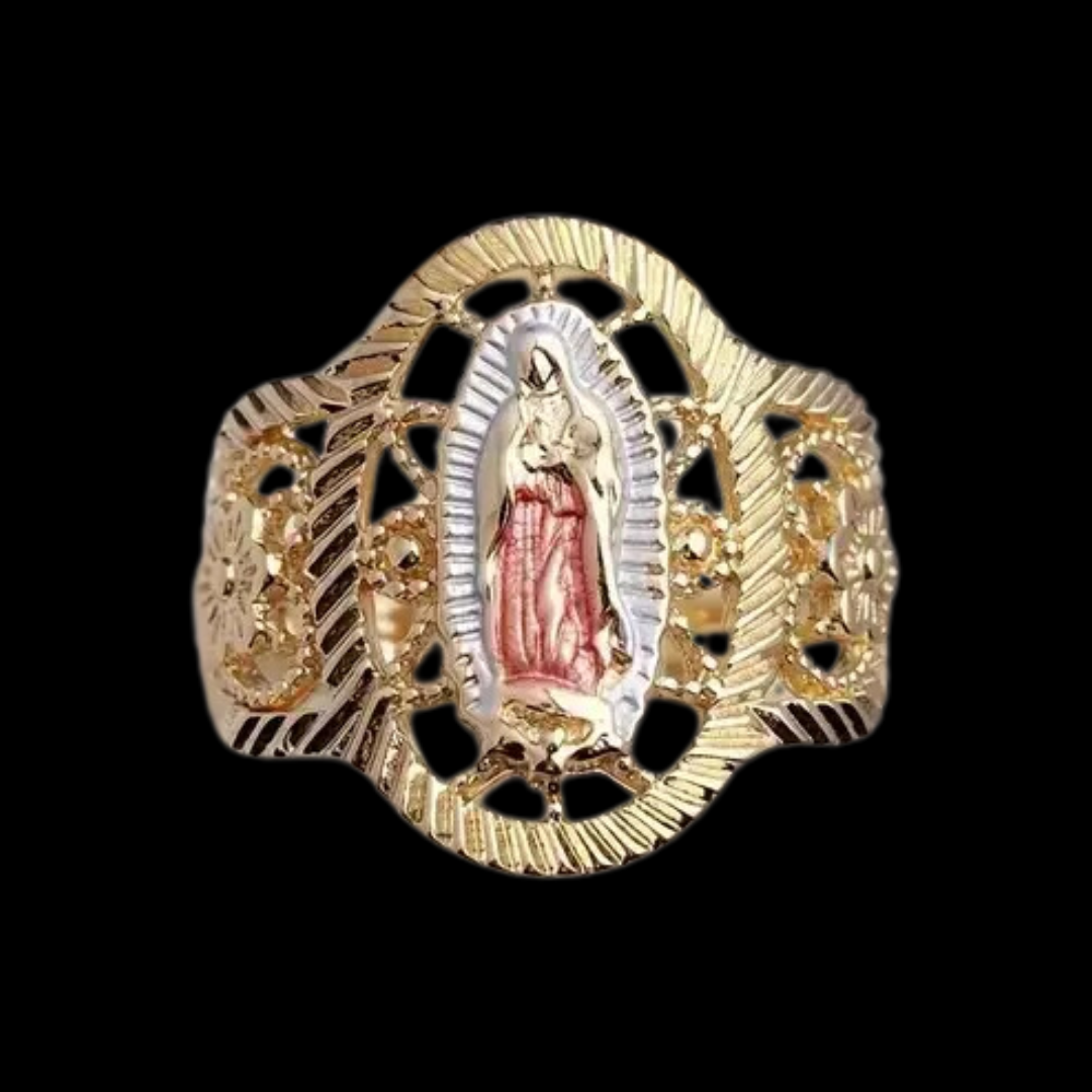 Our Lady of Guadalupe Tri-Color Gold Ring
