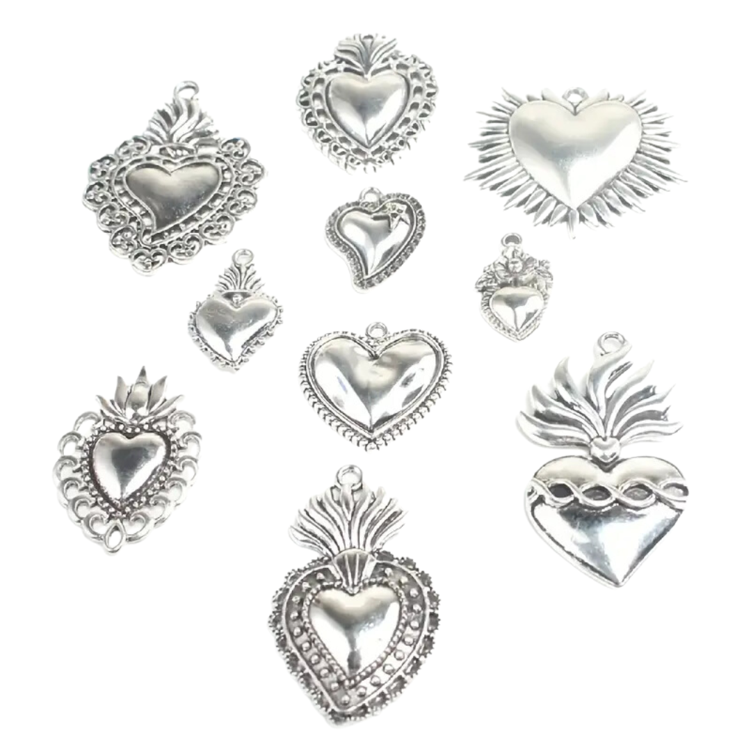 Sacred Heart Talisman Charm - Silver