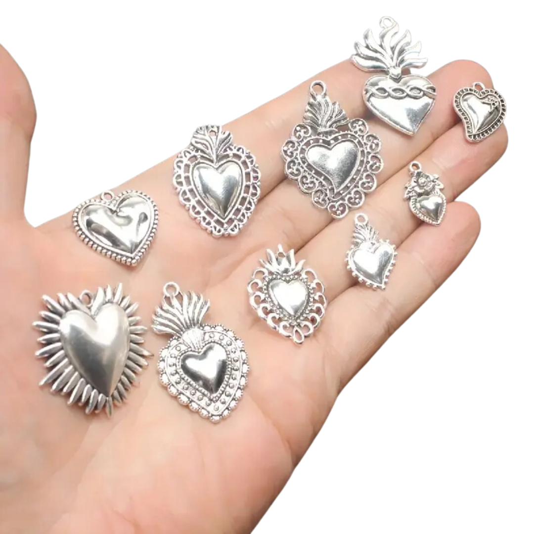 Sacred Heart Talisman Charm - Silver