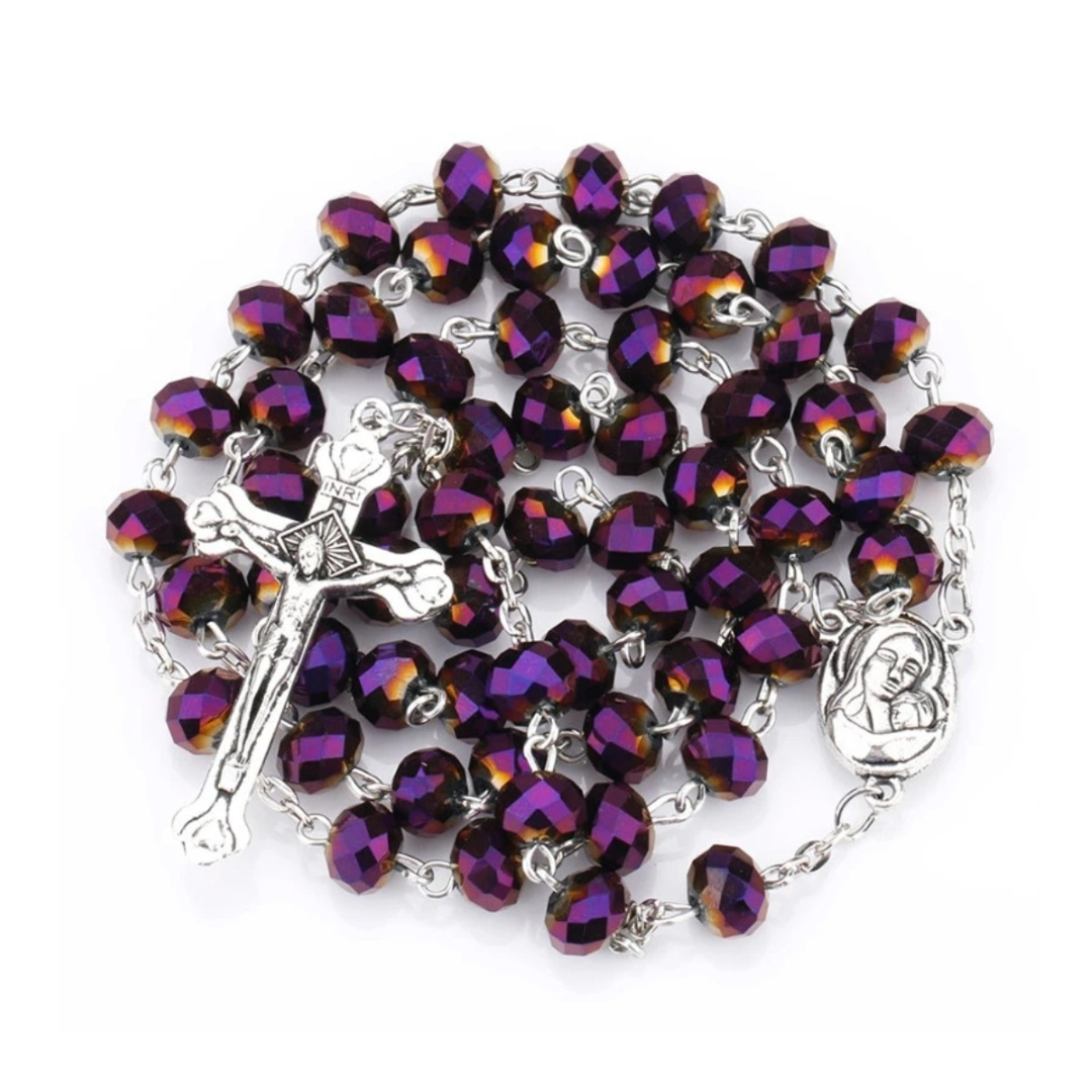 Purple Rosary Crystal Cut Beads