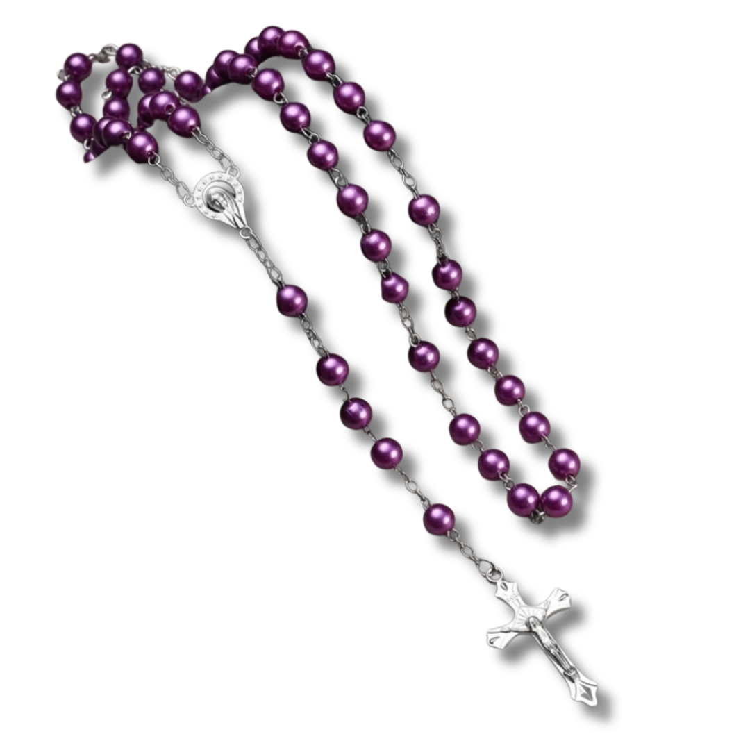 Purple Faux Pearl Rosary