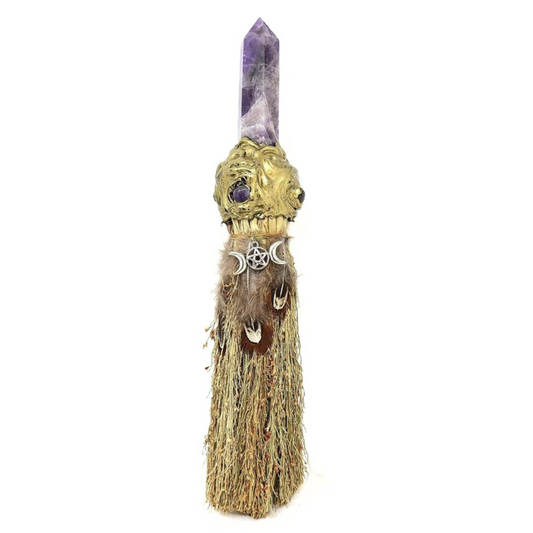 Amethyst Crystal Feather Broom