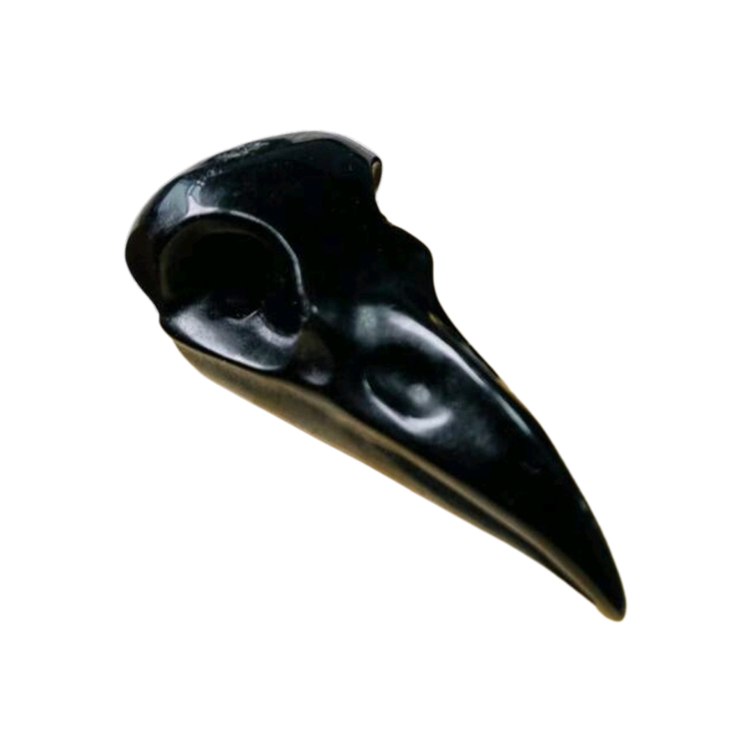 Black Obsidian Raven Crow Skull Talisman