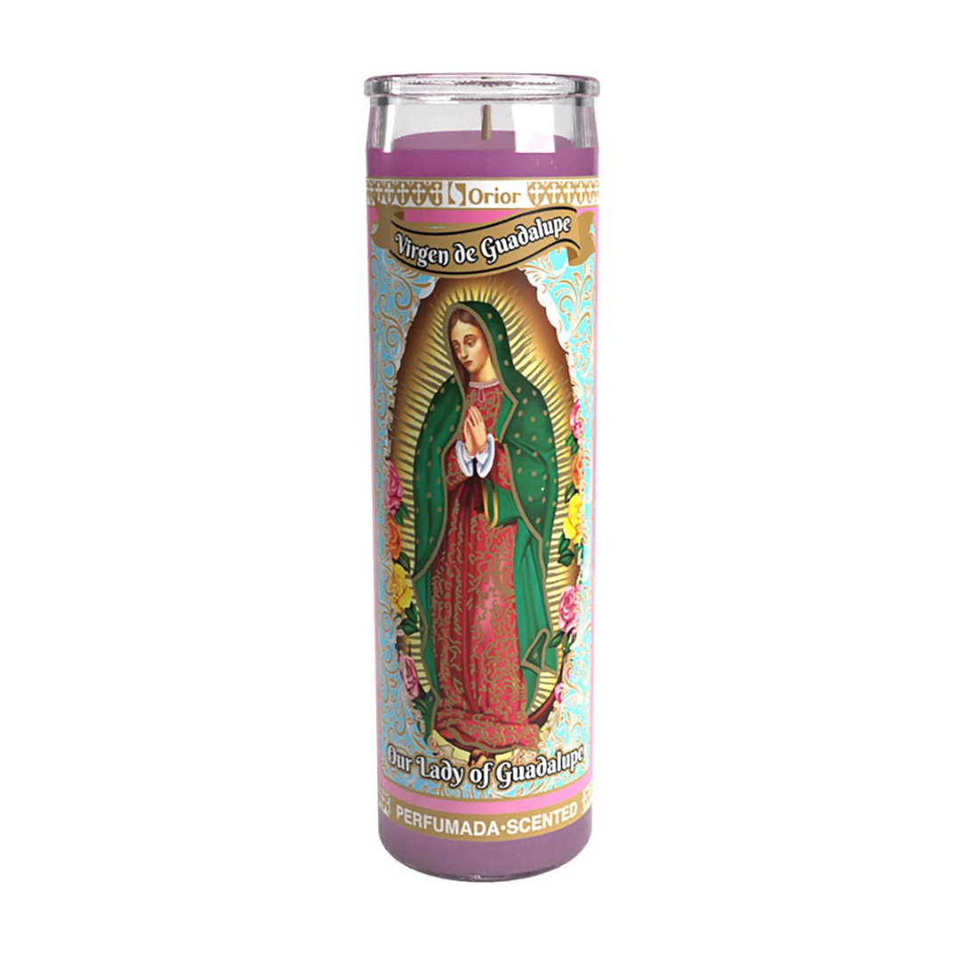 Rose Scented Virgin of Guadalupe Prayer Candle (pink)