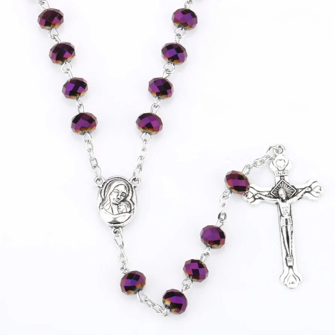 Purple Rosary Crystal Cut Beads