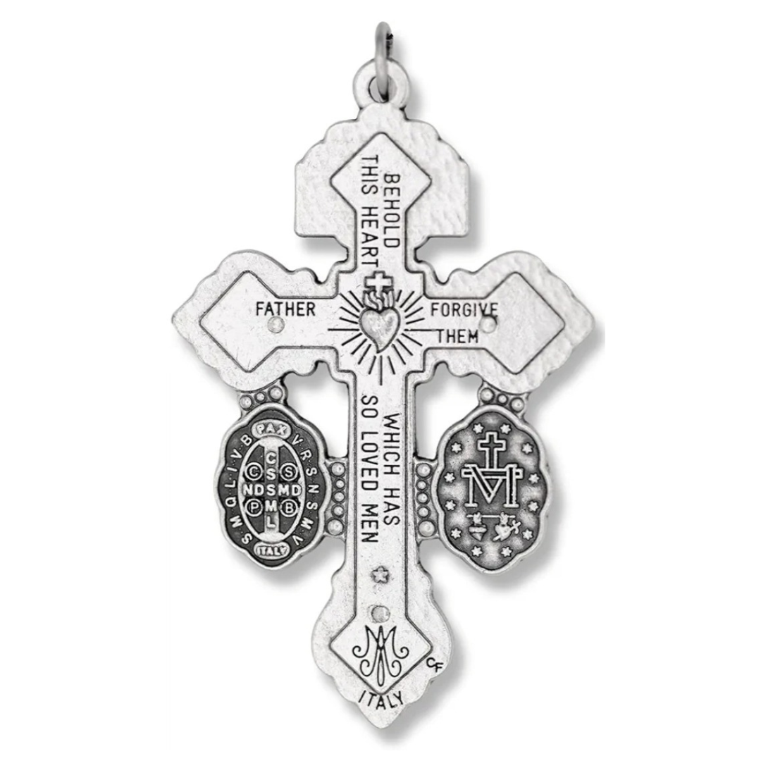 Triple Threat Pardon Crucifix w/ St. Benedict & Miraculous Medal | Cross of Forgiveness, Exorcism