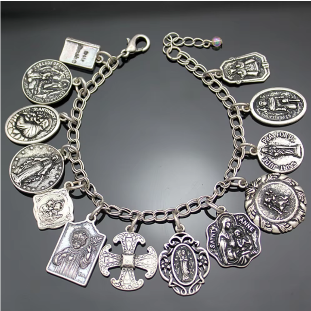 Catholic Saints Medal Charm Bracelet