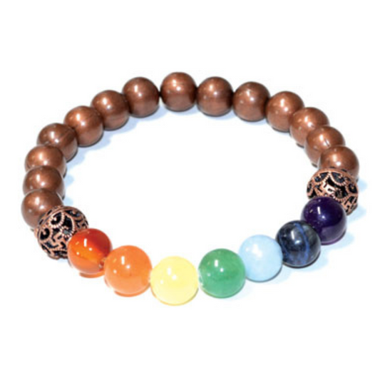 7 Chakra Copper Beads bracelet (8mm)