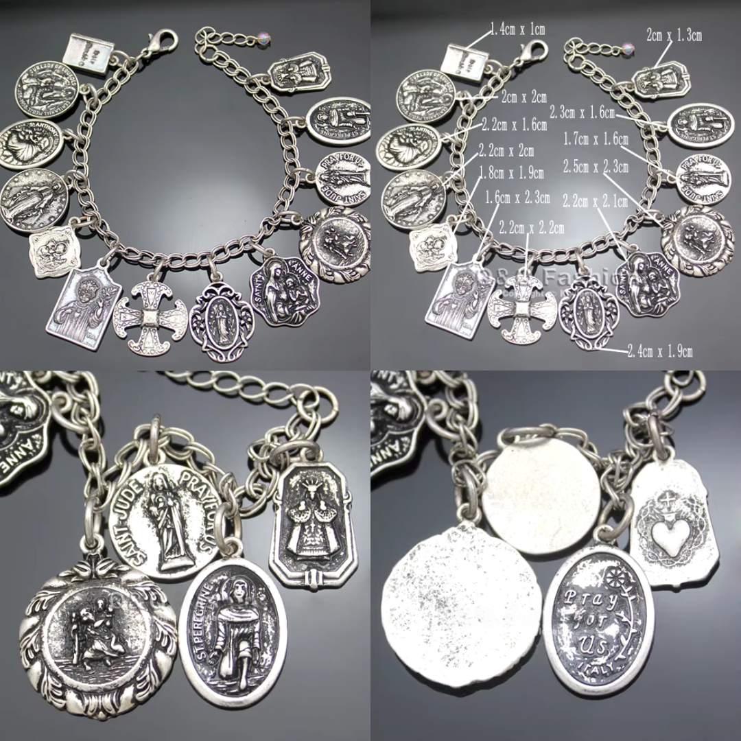 Catholic Saints Medal Charm Bracelet