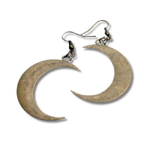 Antique Bronze Crescent Moon Earrings