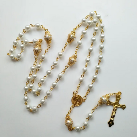 Saint Benedict Faux Pearl Rosary