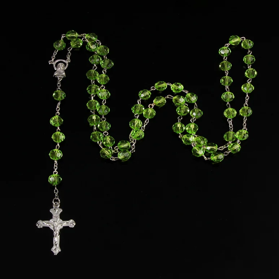 Peridot Green Rosary Crystal Cut Beads