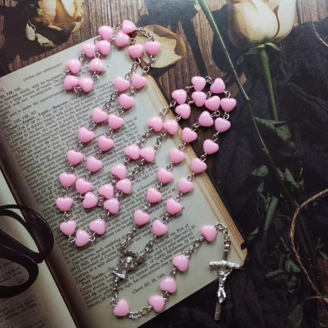 Pink Heart Rosary