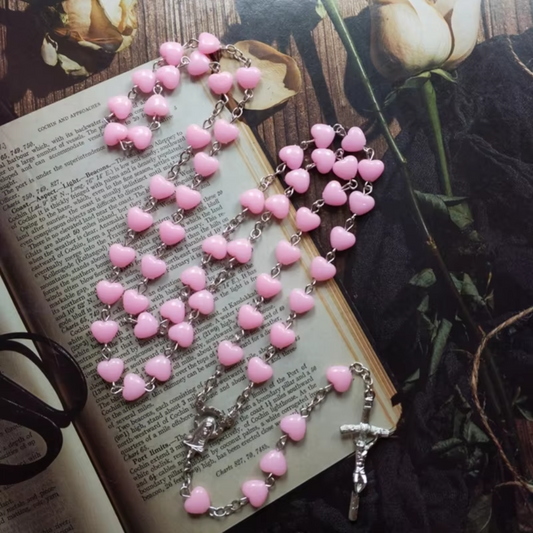 Pink Heart Rosary