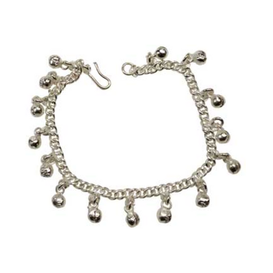 Silvertone Anklet with Bells