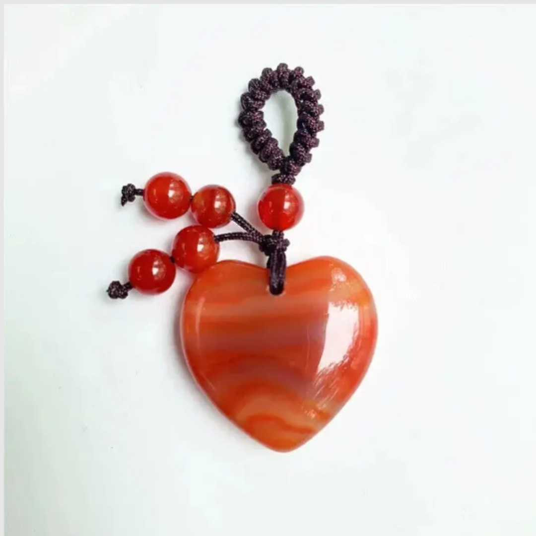 Heart-Shaped Carnelian Keychain Charm