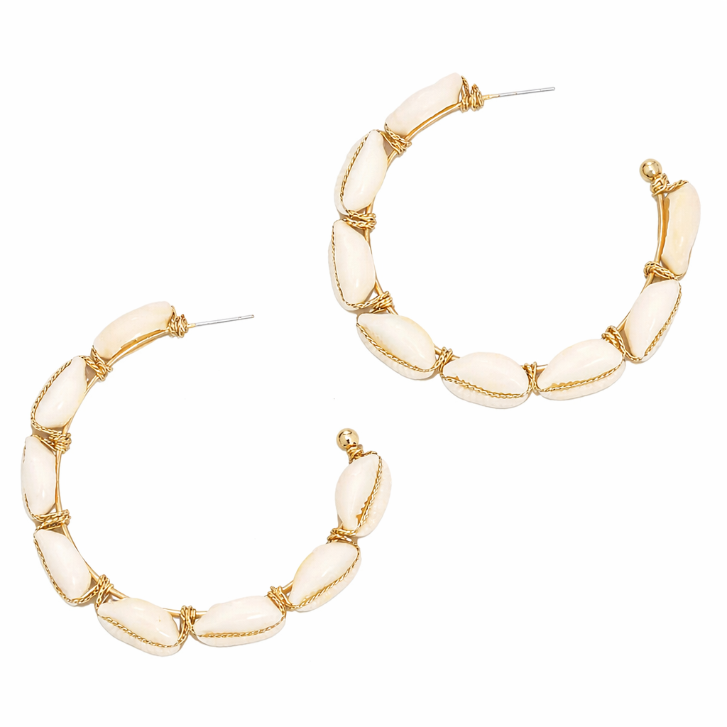 Cowrie Shell Hoop Earrings