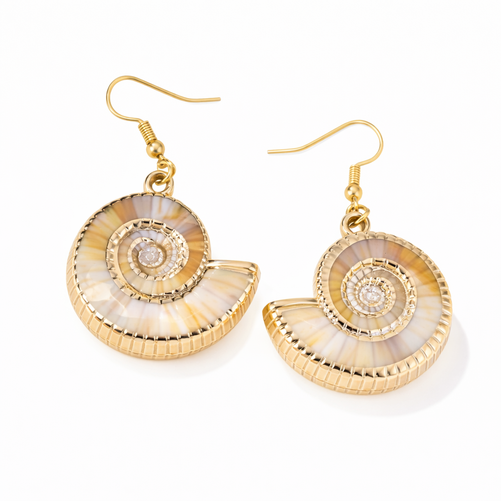 Golden Spiral Shell Earrings